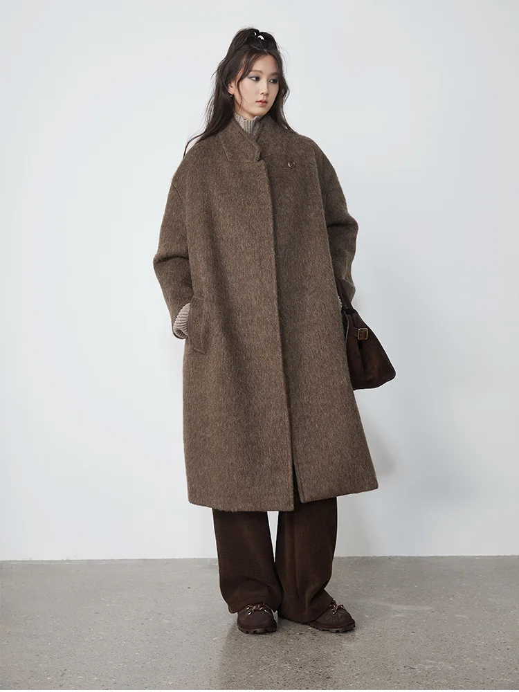 Allingentle Women's Suit Long Blazer Woolen Fashion Long Jacket for Cocktail Party Daily Outfits Customize