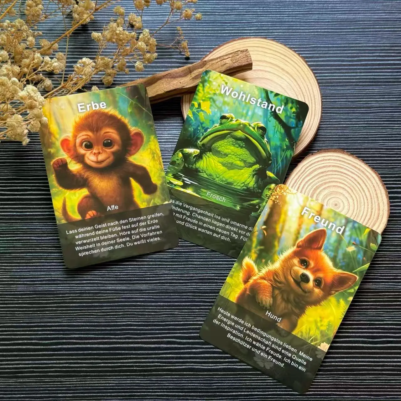 سطح بطاقات أوراكل الألمانية، بطاقة حيوانات الروح، لعبة قراءة الطالع العرافة، ألعاب الورق، هدايا اليقظة الذهنية، 12*8 سم، 48 بطاقة