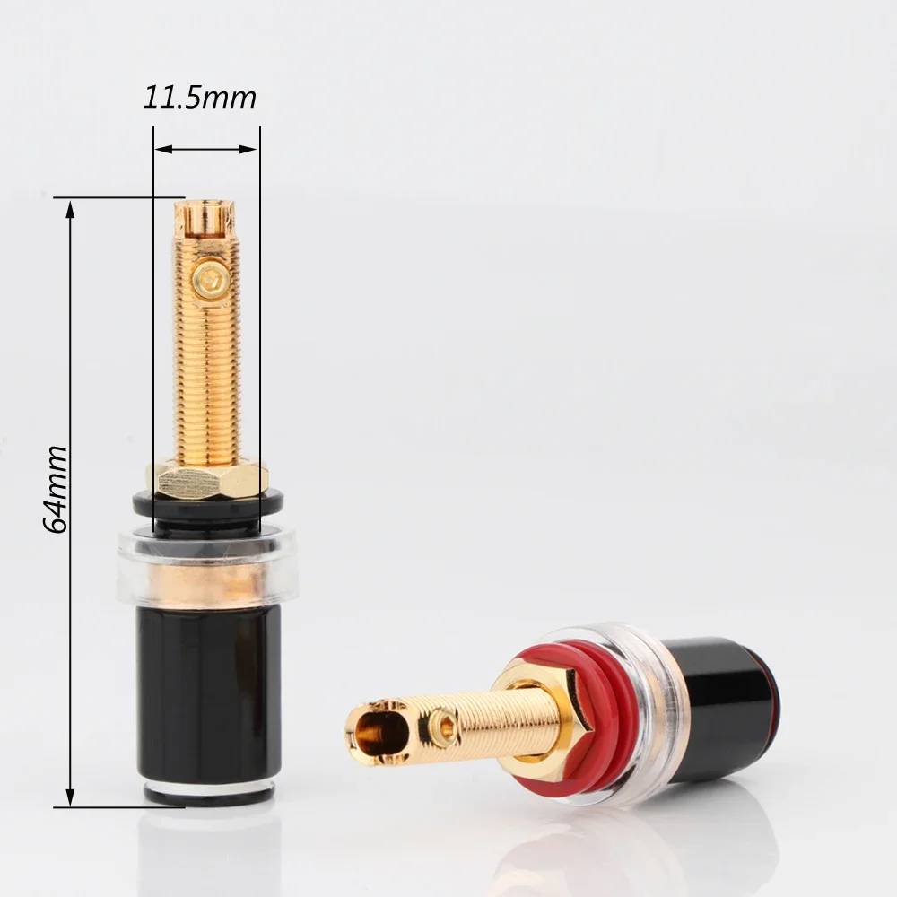 4Pcs BP1119 Gold/Rhodium Plated HIFI Amplifier Speaker Terminal Binding Post rear-stage solderless banana socket long