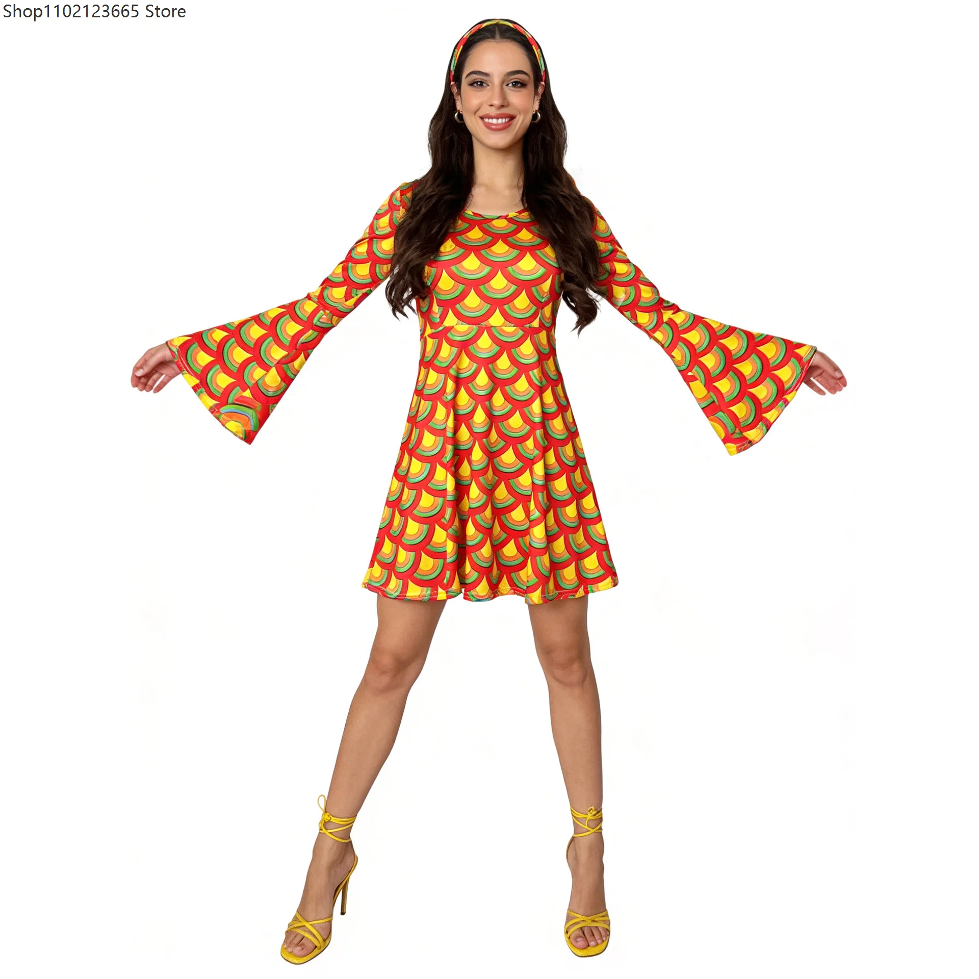 New Women's 70s Retro Hippie Bohemian Style Adult Hip-hop Disco Dress For Halloween Dance Parties And Cosplay Costumes 2026 view 3