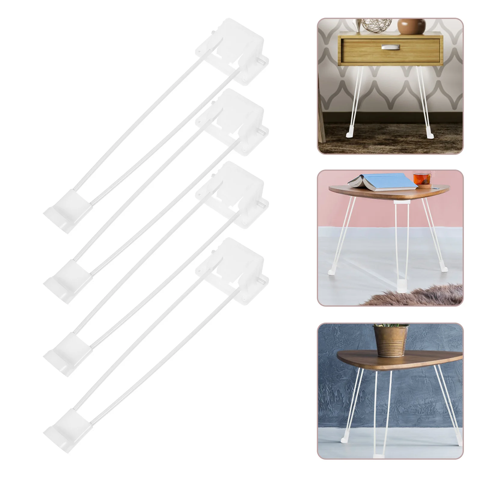 

4pcs Folding Foldable Hair Metal Desk Pin Set Furniture Hairpin For Table Coffee Table Legs Desk Bench Legs White