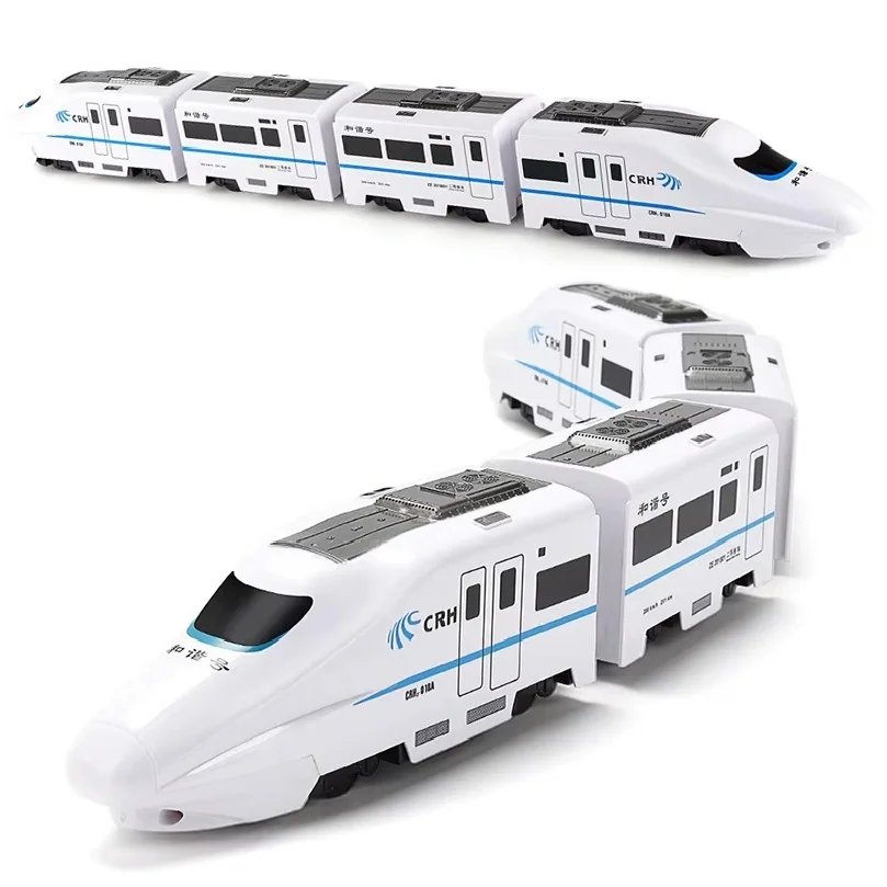 Harmony Railcar Simulation High-speed Railway Train Toys 3D Electric Bullet Train with Light Model Building Toy GIft Car for Kid
