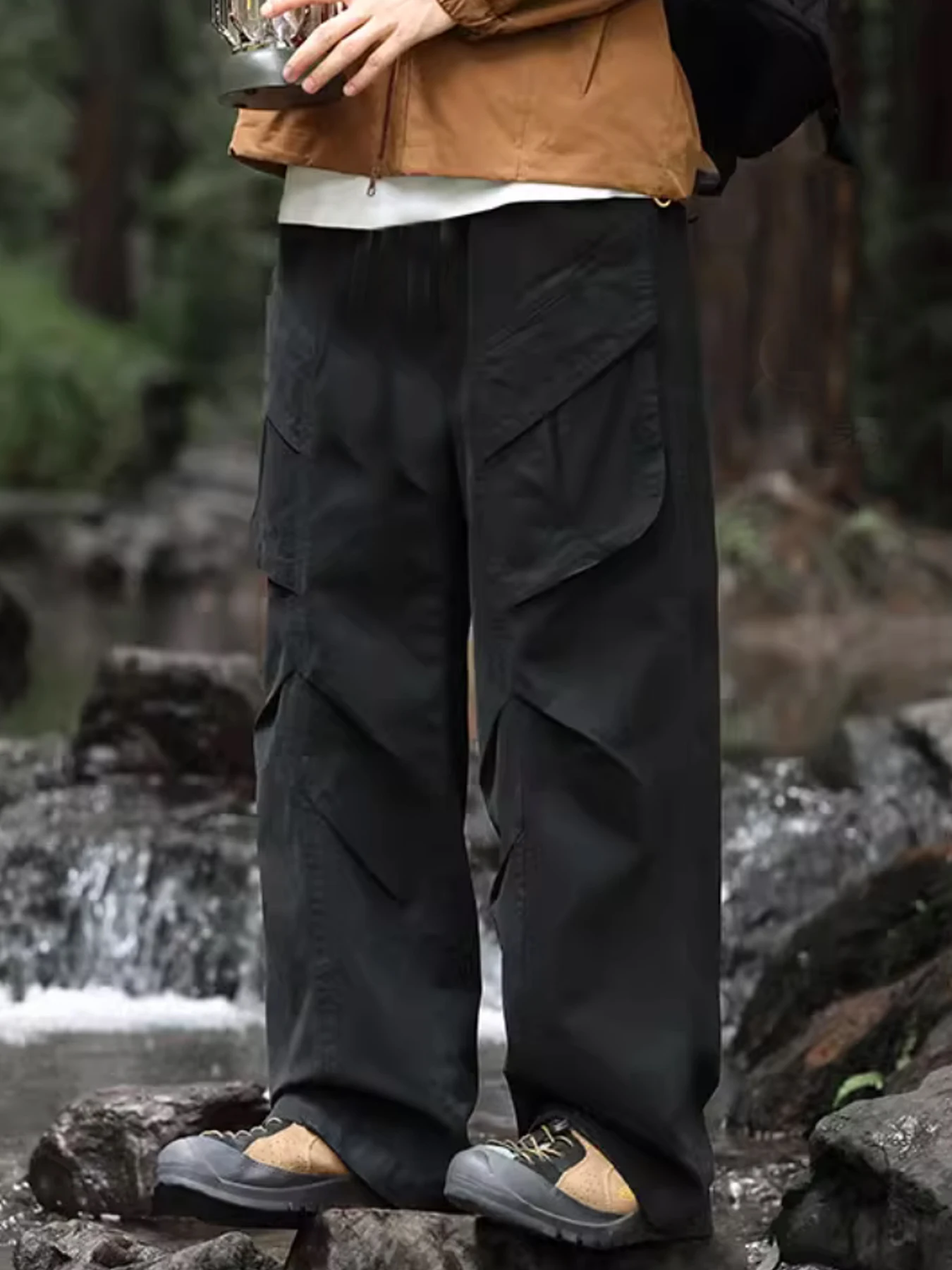

Loose and ankle binding commuting straight leg pants for men, new American versatile casual workwear with large pockets, street