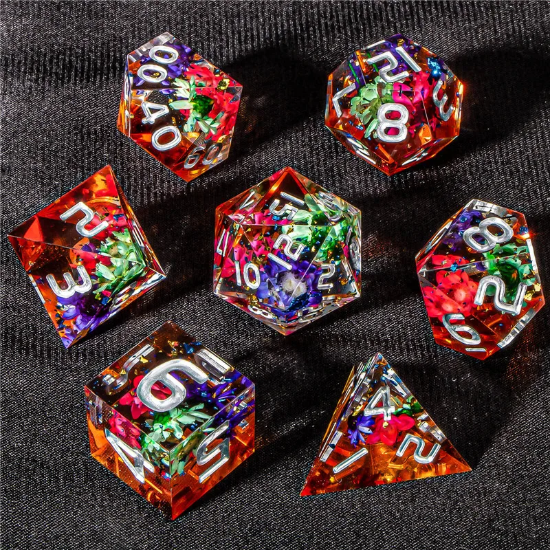 

KERWELLSI DND Resin Sharp Edge Dice Set, Polyhedral D&D Dice Set for Dungeon and Dragon Dice, RPG Role Playing Game D and D Dice