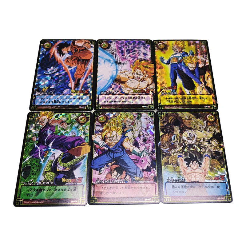 

59*86mm 6pcs/set Dragon Ball Super Saiyan Flash Cards Goku Gohan Vegeta Frieza Fighting Game Collection Cards Children's Gifts