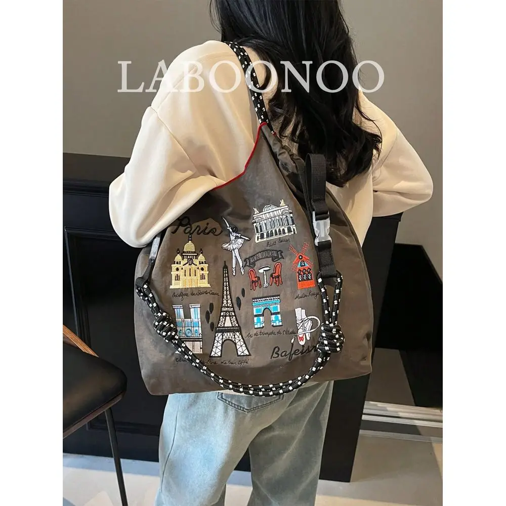 

Handbag, Large Capacity Waterproof Canvas Embroidered Tote Bag, Personalized Pattern Portable Shoulder Tote Bag, Bags For Ladie