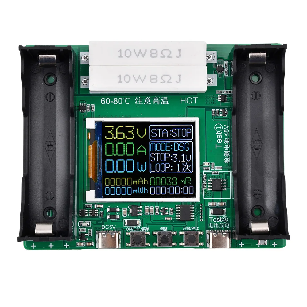 18650 Lithium Battery Capacity Tester Module MAh MWh Digital Battery Power Detector Module 18650 Battery Tester Type-C