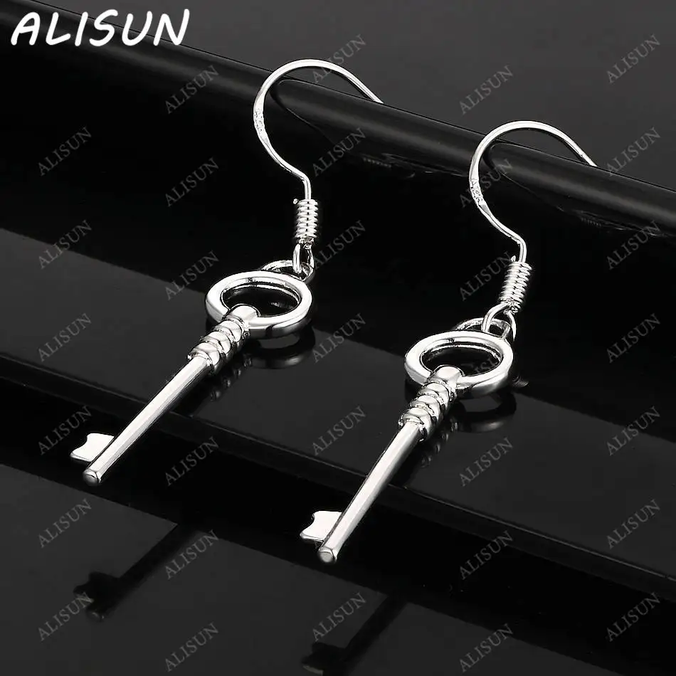 

ALISUN 925 Sterling Silver Key Earrings Drop Earrings For Women Charm Trend Birthday Gifts Fashion Party Fine Jewelry
