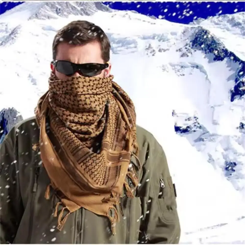 

Hot sale Arab Scarf Cotton Winter Shawl Neck Warmer Cover Head Wrap Windproof Tactical Camping Scarf Men Women
