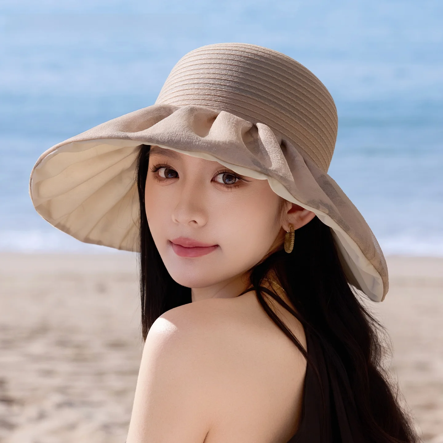 charlize--official-flagship-store-2026-new-women's-wide-brim-hat-uv-protection-sunscreen-hat-casual-style-beach-travel