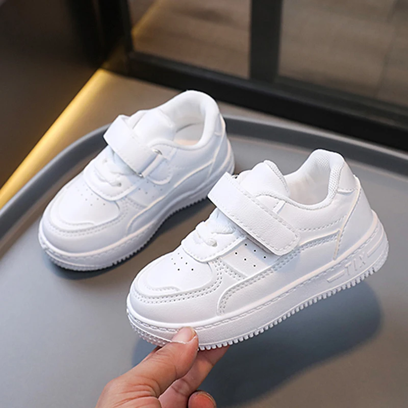 Tenis Sneakers Kids Spring/Autumn New Boys Girls Sports Shoes Casual Board Shoes Leather Soft Soled Children Small White Shoes