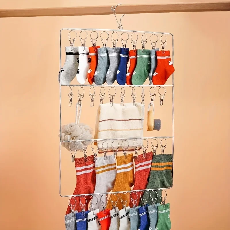 Maximize Space with a Stainless Steel Socks & Underwear Drying Rack - Wind & Rust Resistant!