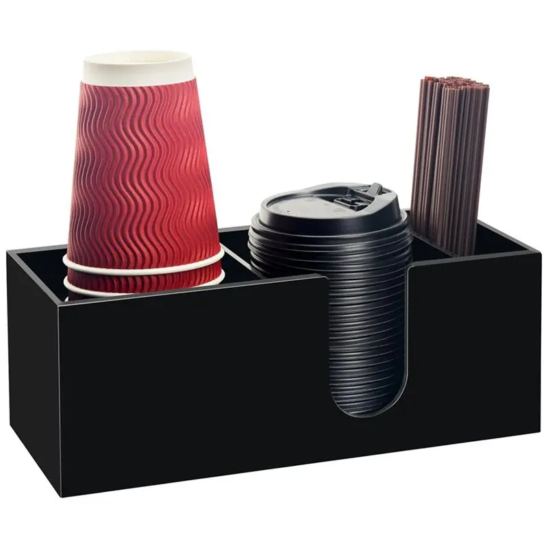 M11K-3-Slot Countertop Holder Coffee Station Organizer 3-Compartment Countertop Cup Holder
