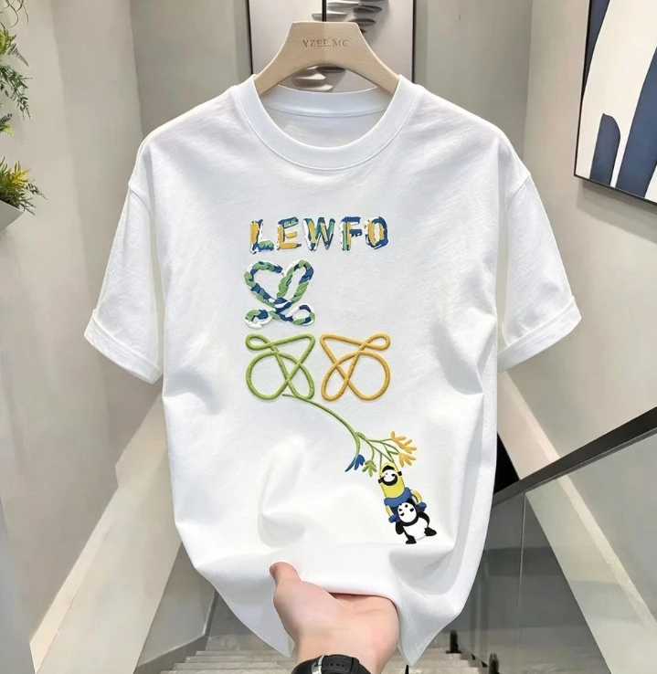 2026 new Cartoon Panda & Colorful Letter Graphic T Shirt Unisex Black Short Sleeve Tee Streetwear Casual Loose Daily Top