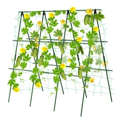 Heavy Cucumber Trellis Set A-Frame with Net Garden Vegetable Plant Grow Supports Fit Climbing Plant