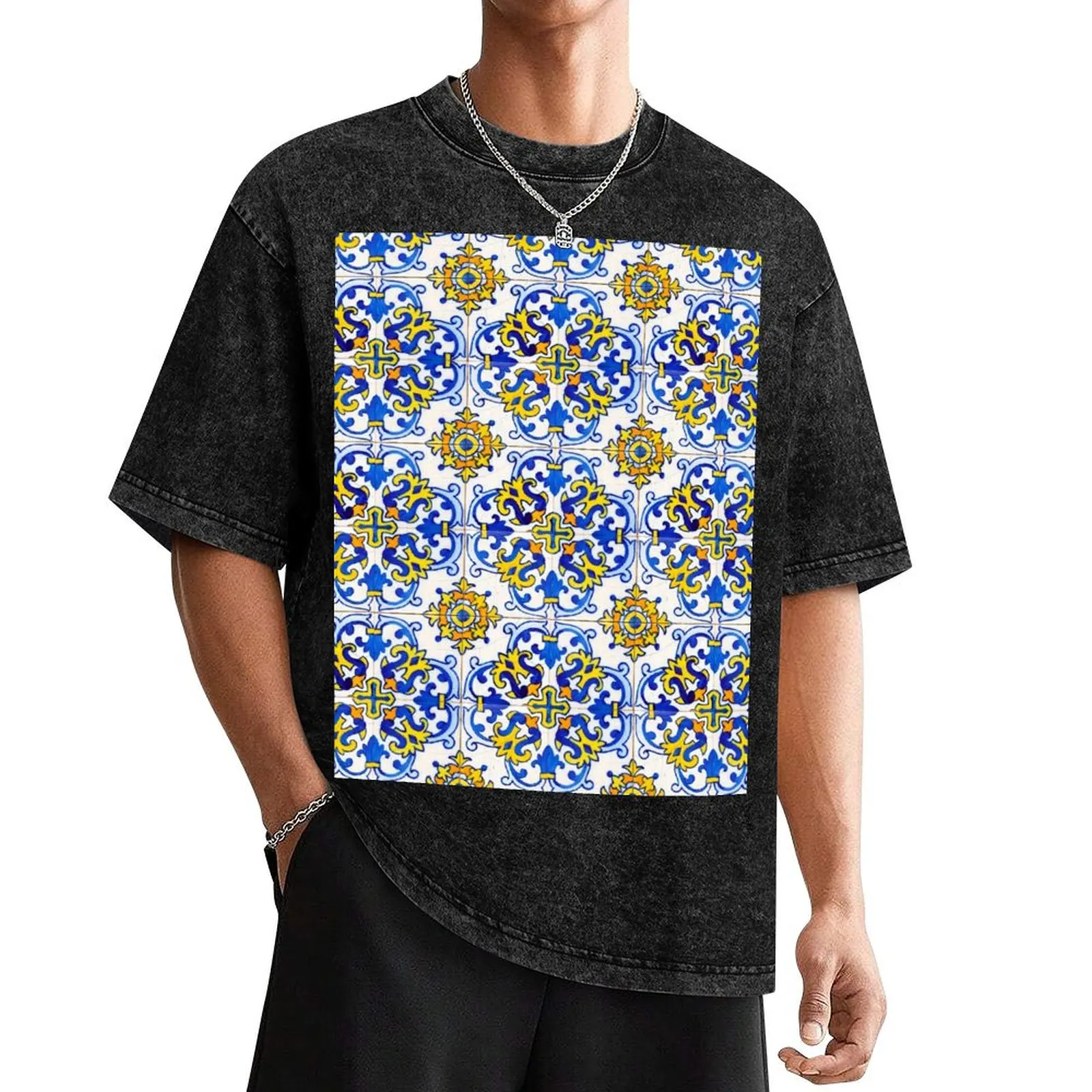 Vintage Azulejos Tile T-Shirt anime tshirt summer shirt cute tops clothes for men