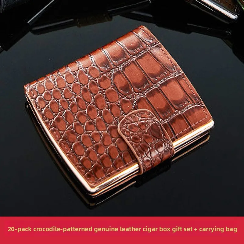 

Crocodile Pattern Leather Cigarette Box Thin Thick 10 20 Sticks Portable Ultra Thin Personalized Birthday Gifts