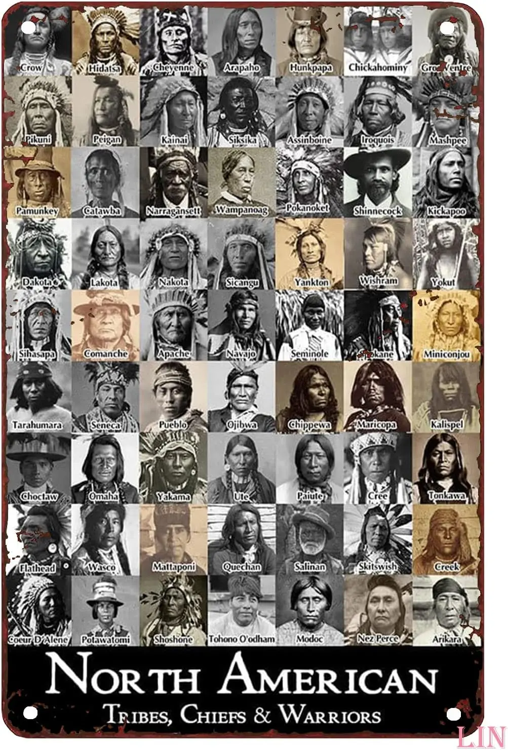 Metal Tin Sign - Funny Metal Signs for Outdoors North American Tribes Chiefs and Women Metal Sign Vintage Home Decor Ru-aluminum