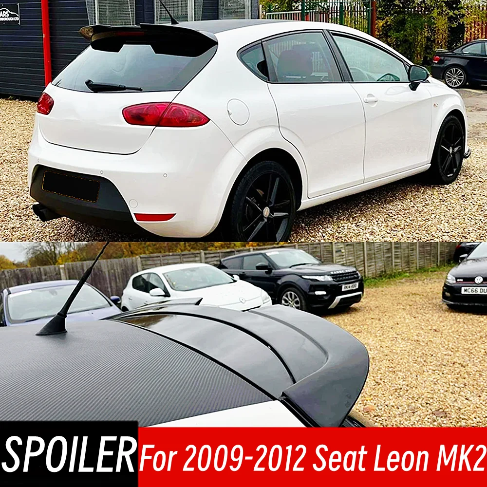 

For Seat Leon MK2 4 Door 2009-2012 Rear Roof Trunk Lid Ducktail Spoiler Wings ABS Plastic Black Carbon Exterior Accessories Part