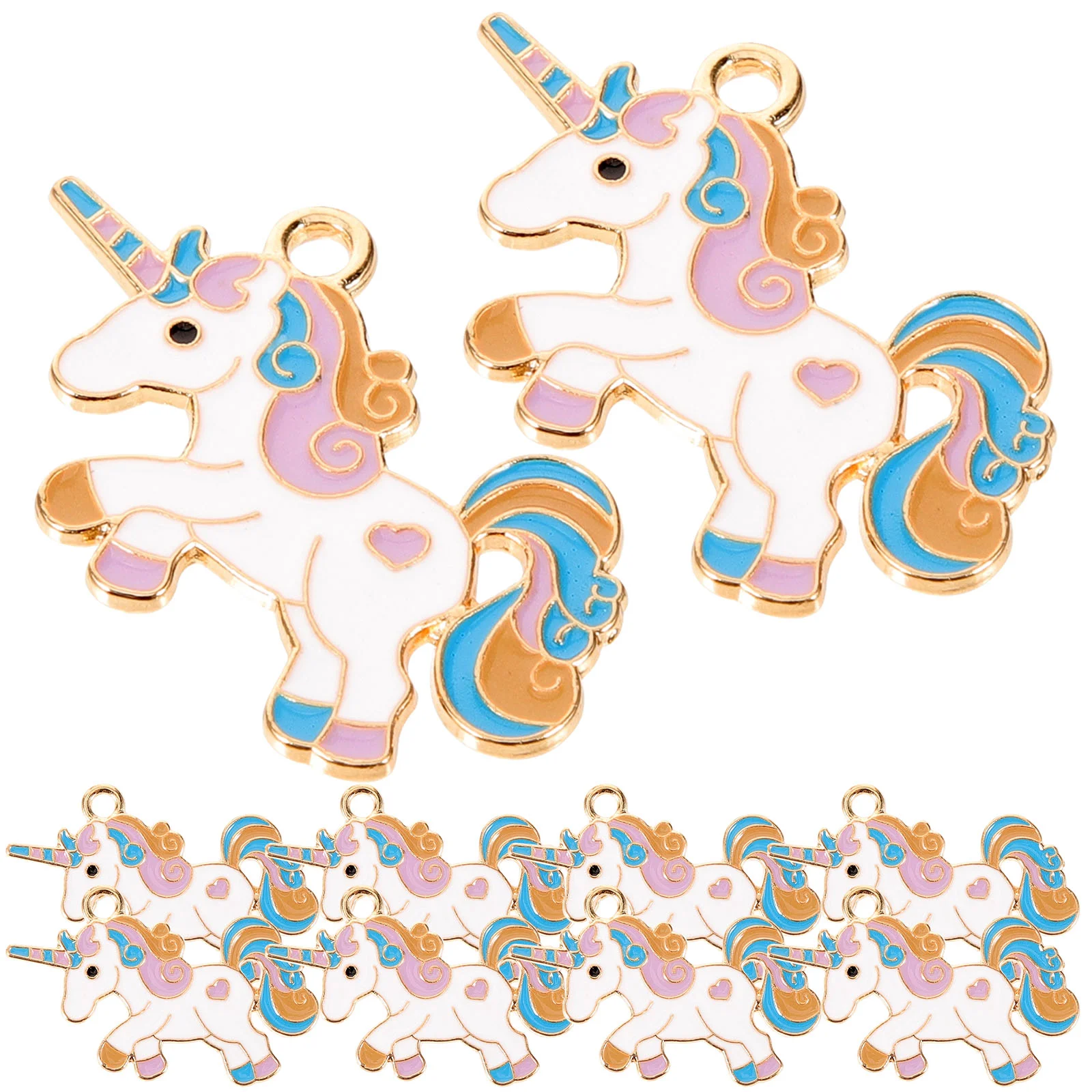 

10 Pcs Oil Dripping Unicorn Horse Pendant Accessories Earrings Necklace DIY Material Pieces Set Charms for Jewelry Making Metal