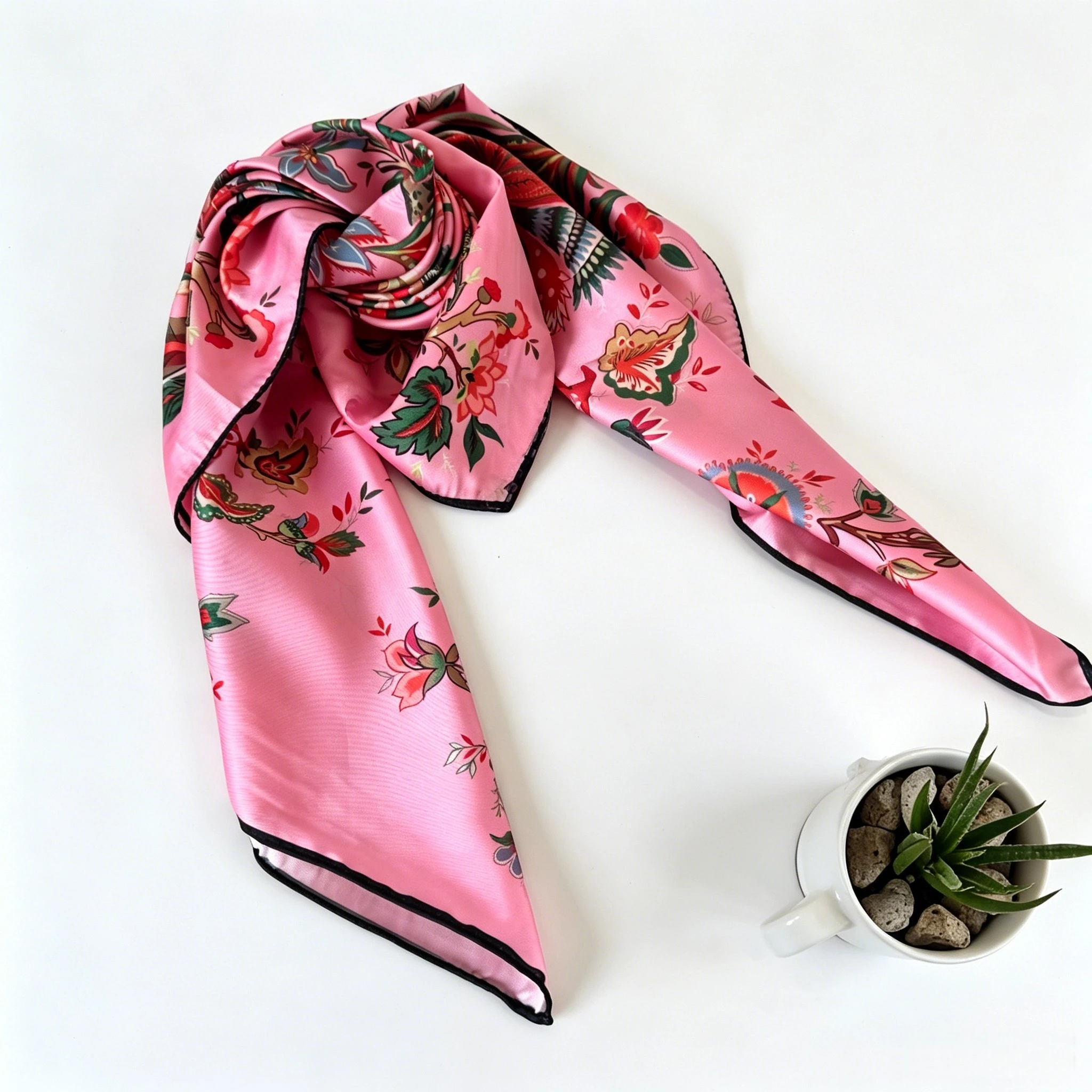

Hot Selling New Floral Print Scarf Classic Retro Floral Square Scarf/Shawl 90×90 Double-Sided Twill Necktie Perfect Gift Choice