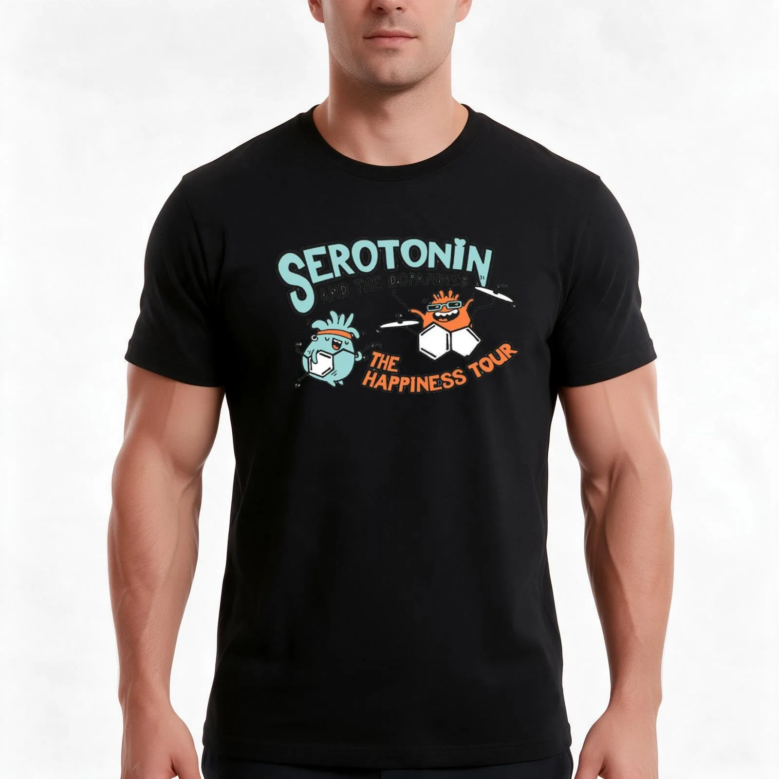 Serotonin and dopamines! T-Shirt, Summer Casual Cotton Tee, Oversized Streetwear Tops, Vintage Graphic Print, Unisex Men Women
