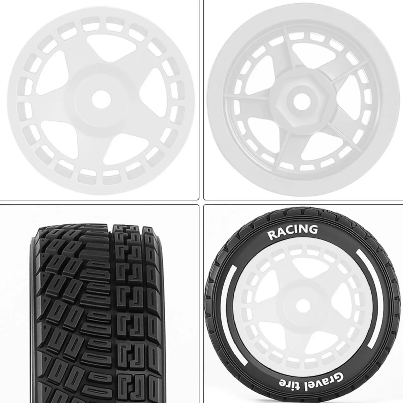 4Pcs 1/14 RC On Road Tires and Wheels 12mm Hex Rally Tyres for Tamiya M Chassis MB/XM M01-M08 MF-01X Street Touring Truck Car