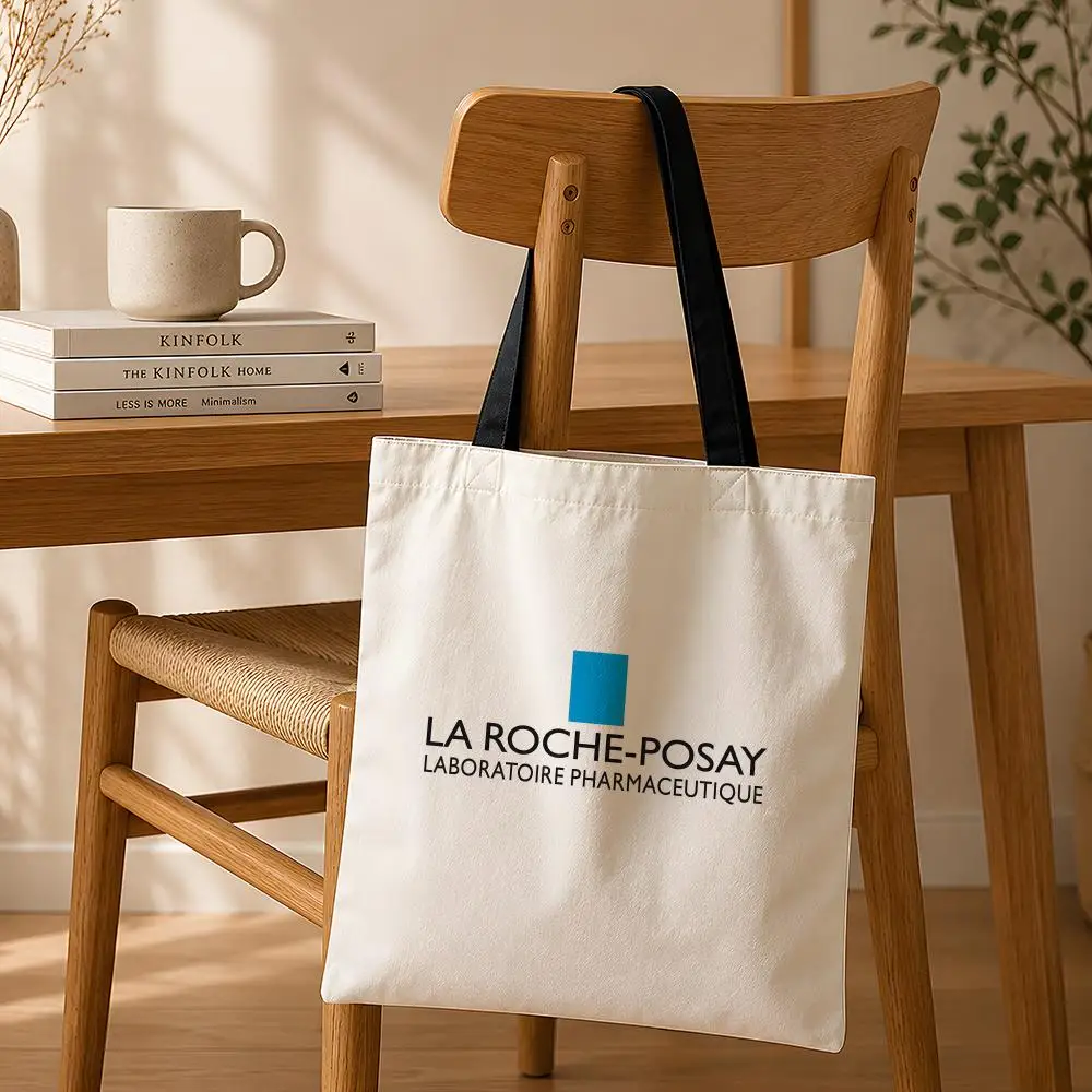 Bolsas de almacenamiento de la marca L-La Roche-Posay, bolsa de compras plegable, bolsa de compras de lona estética, bolsa de compras reutilizable de moda