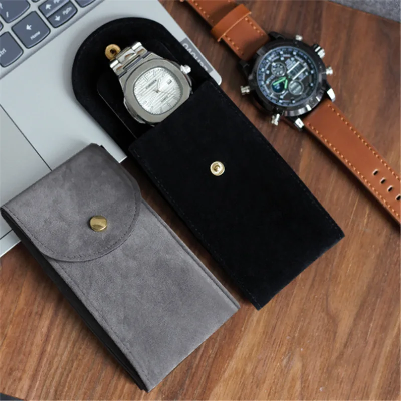 Embers Watch Box Blue Green Gray and Black Flannelette Gift Bag Travel Storage Case Durable Portable Watch Dust Protection Case image 2