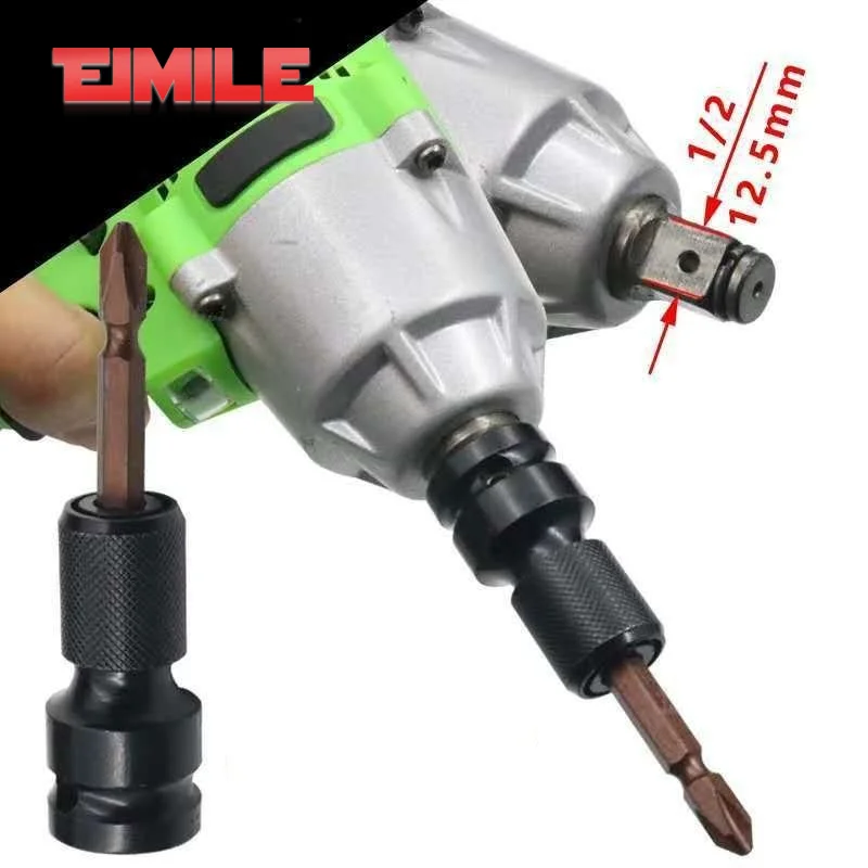 Telescopic Hex Shank Socket Converter 1/2 Inch Square To 1/4 Inch Hex Ratchet Socket Impact Wrench Sleeve Socket  Adapter