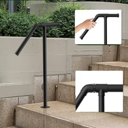 Iron Handrails for Outdoor Steps 1/2/3 Step Rail Railings Pipe Iron Handrail Stair Railings for Steps Black Iron Railings Garden