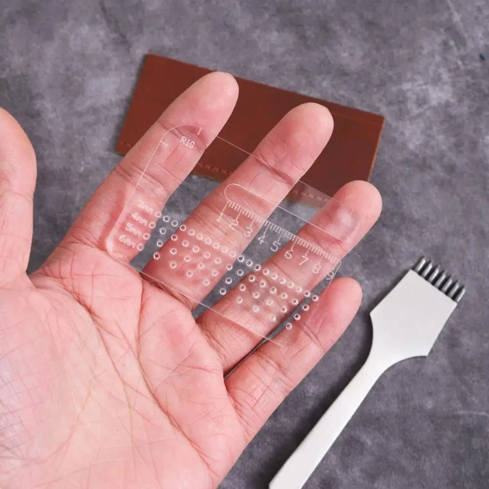 Leather Crafting Ruler Acrylic Distance Ruler 4mm Thick Transparent Cutting Tool with Hole Spacing Accurate Scale Precise