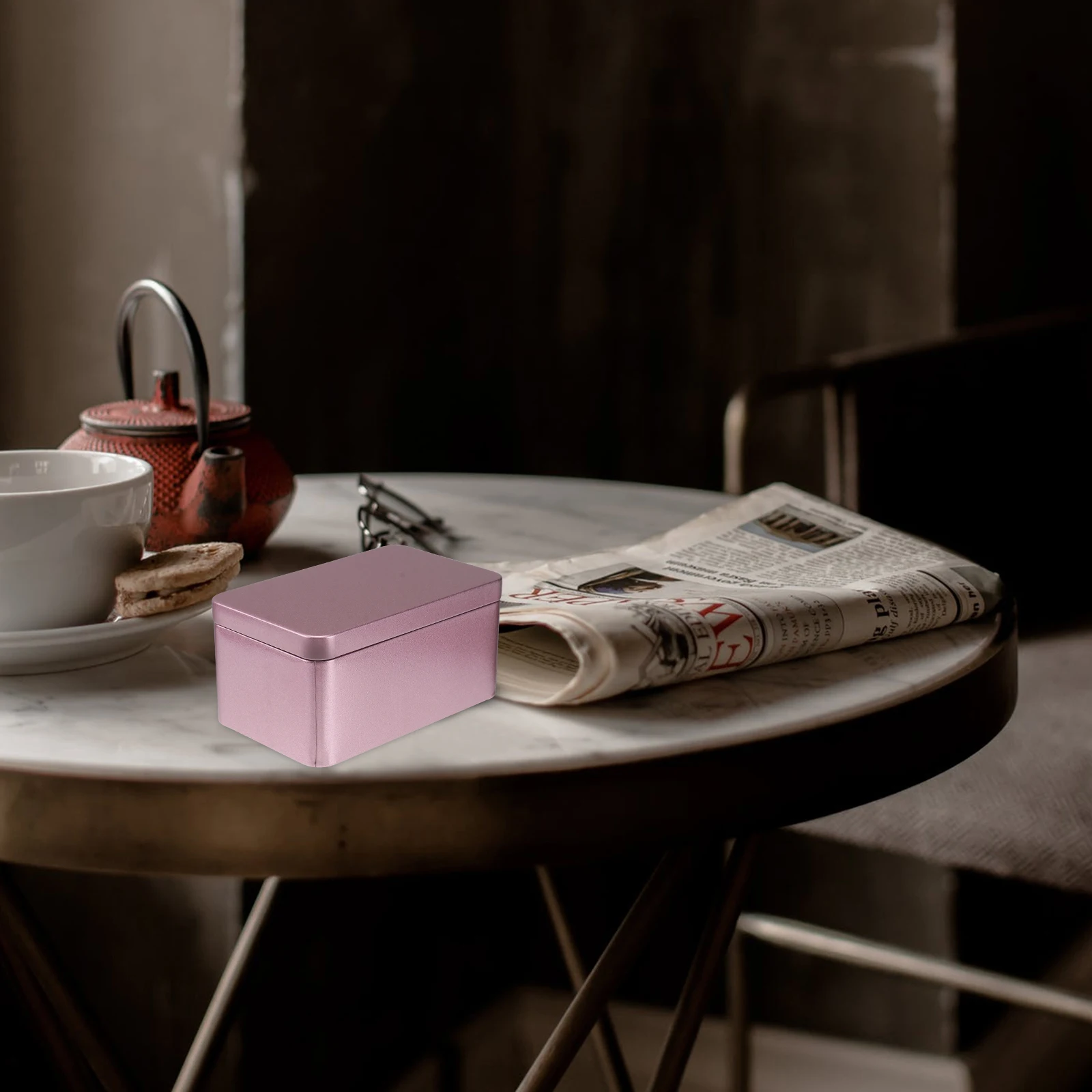 

Small Tea Box Deep Rectangular Tin Container Lid Home Organizer Jewelry Cosmetics Candies Tinplate Tea Leaf Storage Container