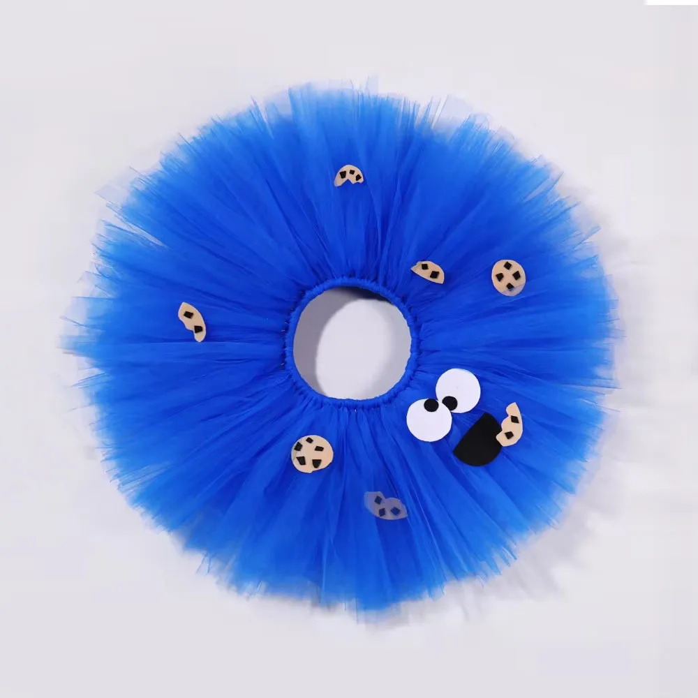 

2-14 YearsCookie Monster Tutu Skirt Outfit For Baby Girls Christmas Halloween Dress Up Costumes For Kids Toddler Fluffy Ballet T