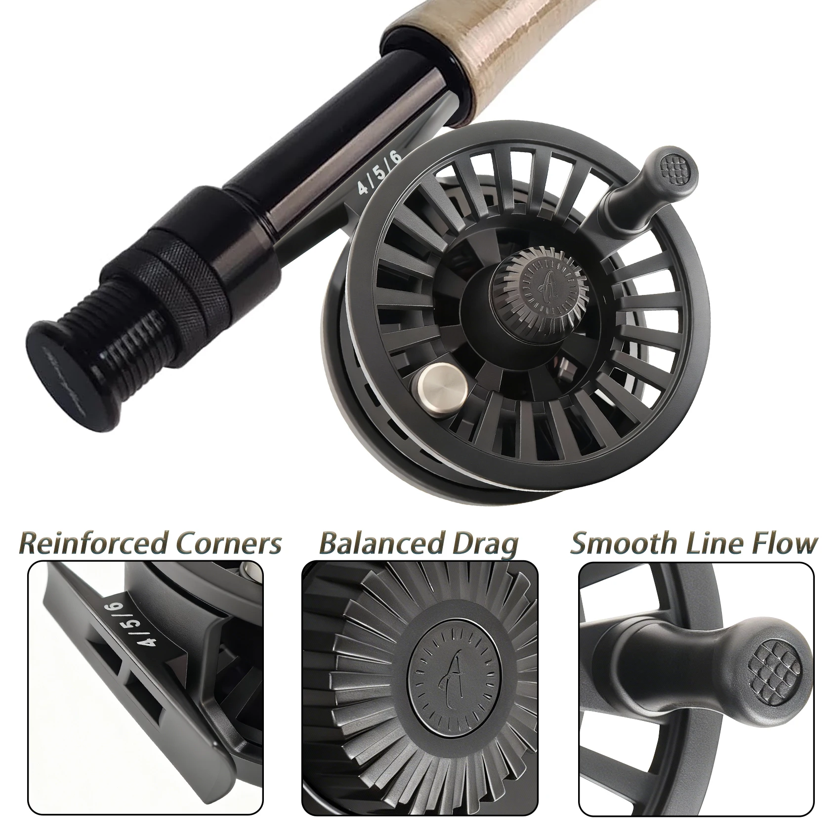 Leichte Kunststoff-Fliegenrolle, Große Spule für 1/2/3, 4/5/6, 7/8/9 WT Fliegenschnur, Langlebige Angelrolle für Forellen – Detail 2