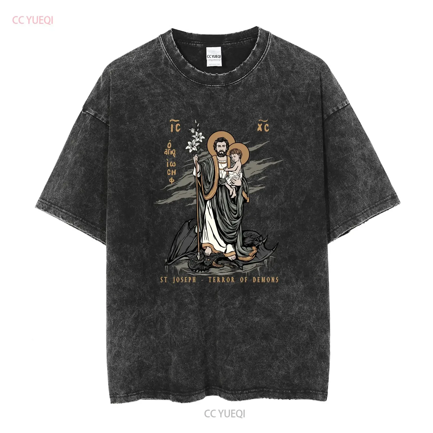 Saint Joseph Terror Of Demons T Shirt Catholic St long or short sleeves vintage Washed Stretched homme Breathable fashion