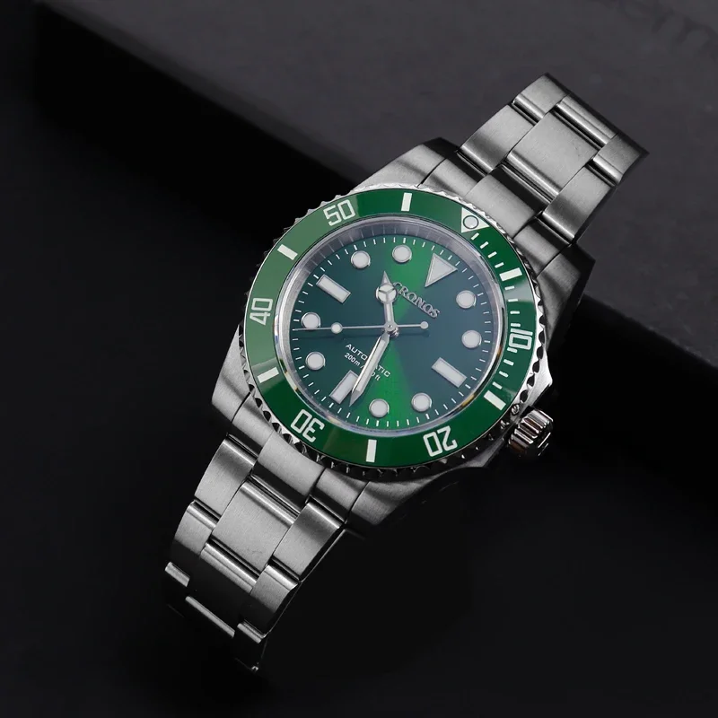 Cronos 40mm Sub Diver Watch L6015 NH35 Automatic Sapphire Crystal Ceramic Bezel 20ATM Fashion Luxury Men Mechanical Wristwatch