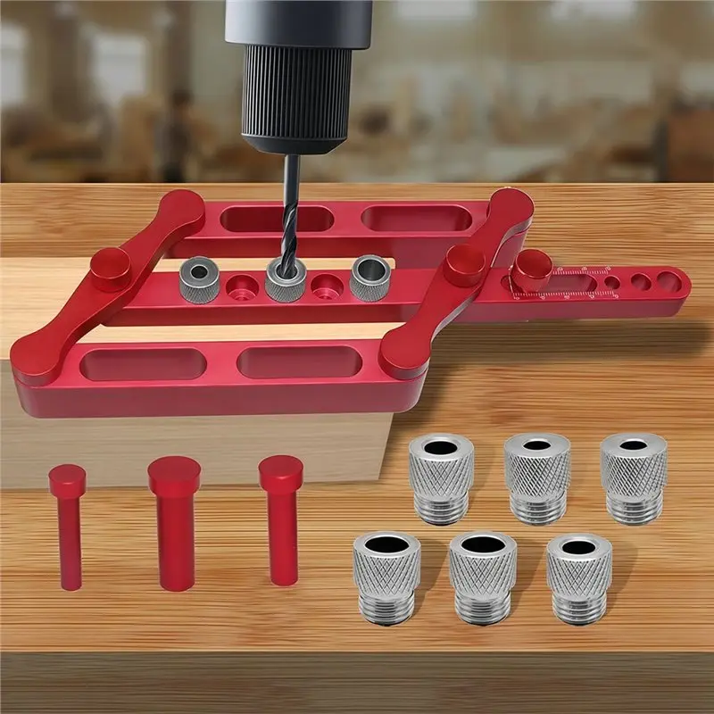 【هدية】دليل حفر الثقب أداة النجارة الذاتية أداة تحديد ثقب اللكم أداة تحديد المواقع لمسارات متري 6/8/10 مم #3