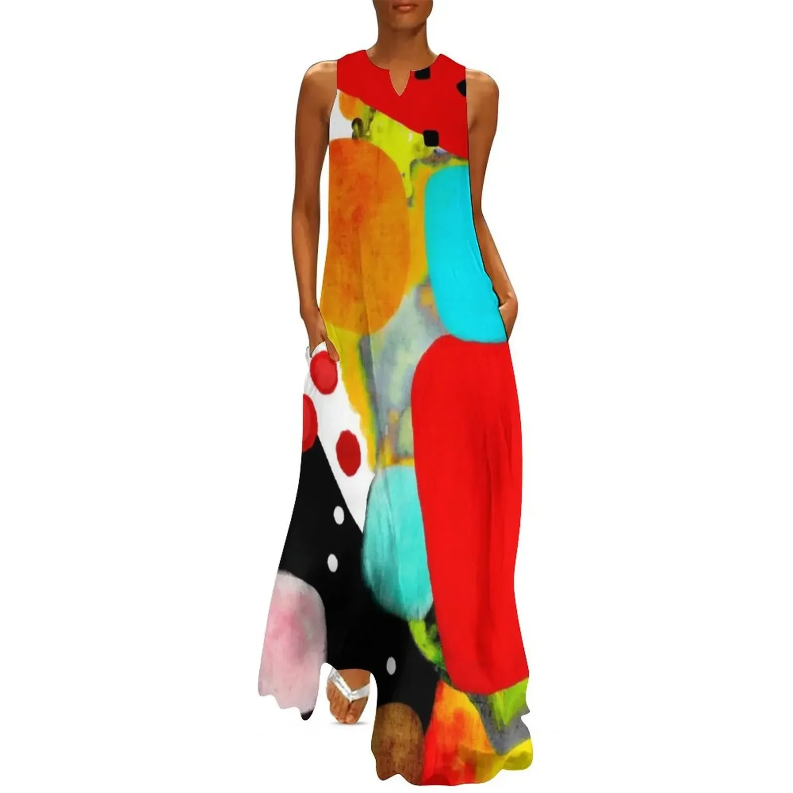 

Black Abstract Handmade Art Long Dress luxury dresses clothes dresses with long sleeves Women long dress Dress