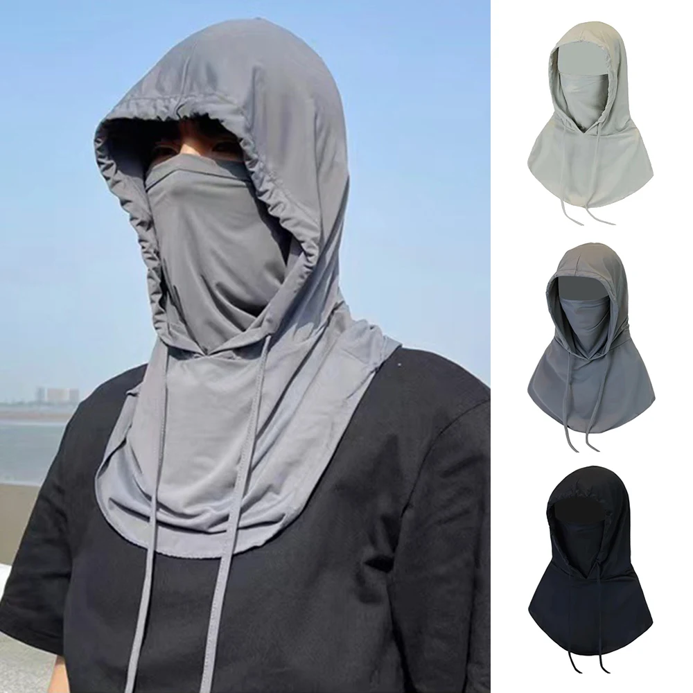 Sommer UV-Schutz Hals Wrap Cover mit Kapuze Hut Outdoor Anti-Sun Gesicht Schal Eis Seide Maske Gesichts schutz Sonnenschutz Hals Wrap