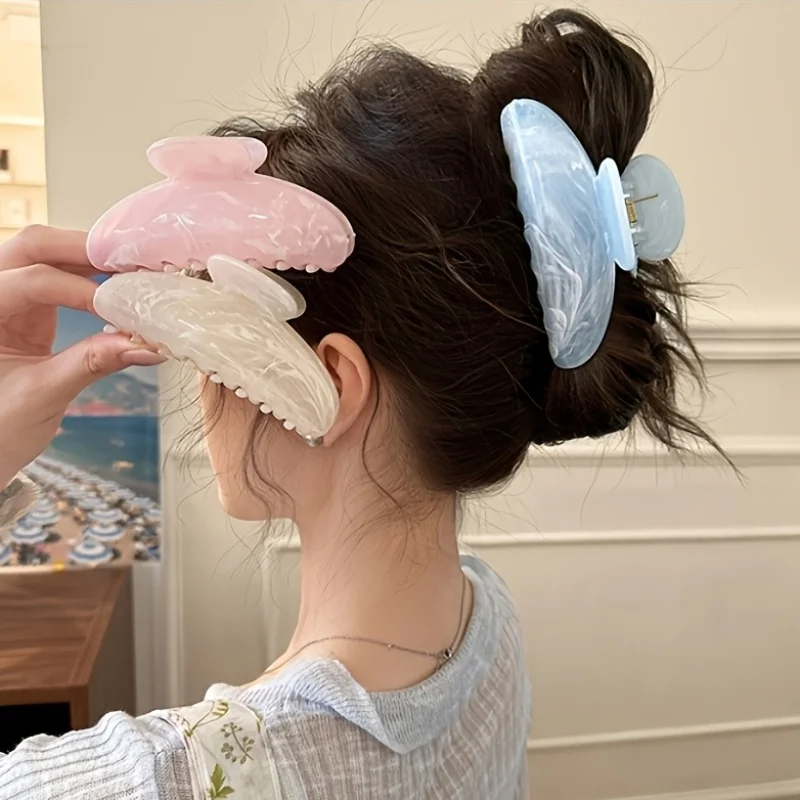 

Elegant marble-patterned ladies' hairpin - 4 large-sized hair accessories, suitable for both daily and party occasions