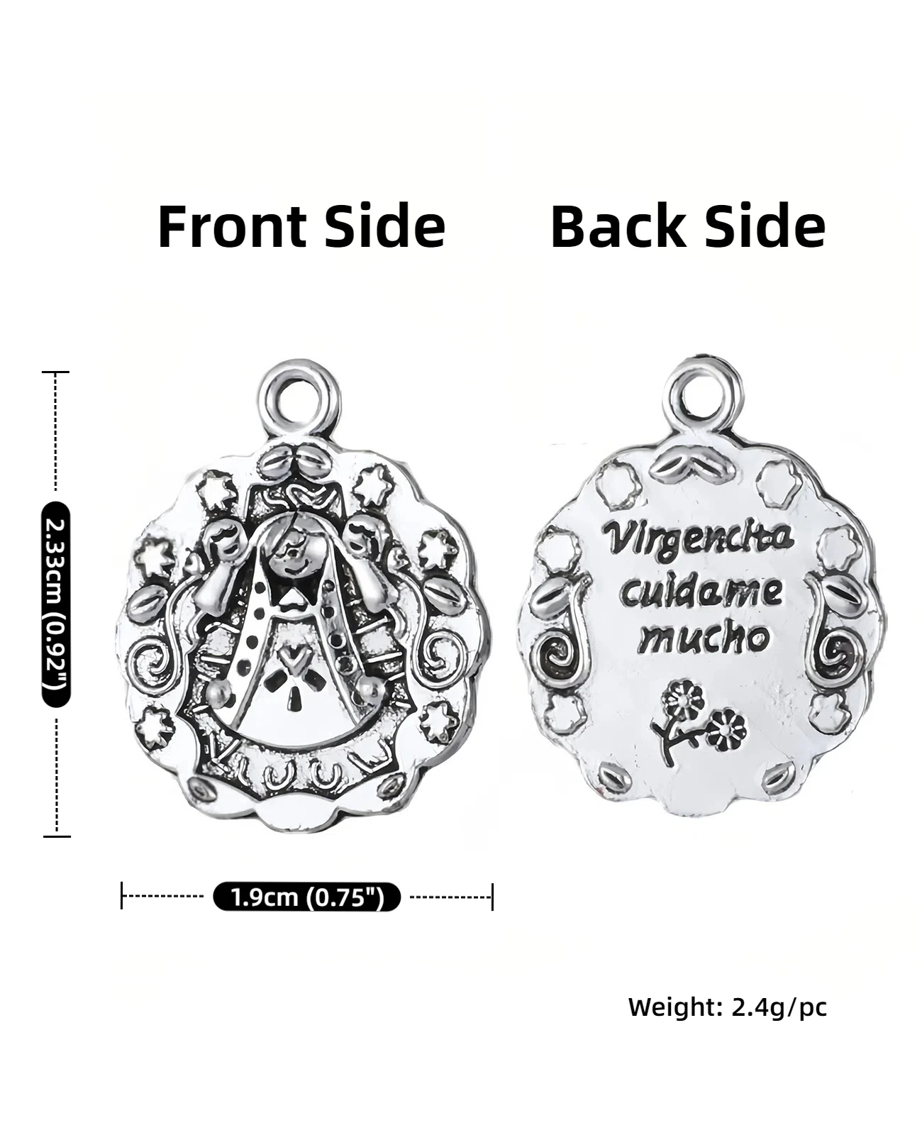 Diyalo 20 Stück religiöse Virgencha Cuidame Mucho Floral Our Lady Anhänger Charms für DIY religiöse Andenken Schmuckherstellung Teile – Detail 1