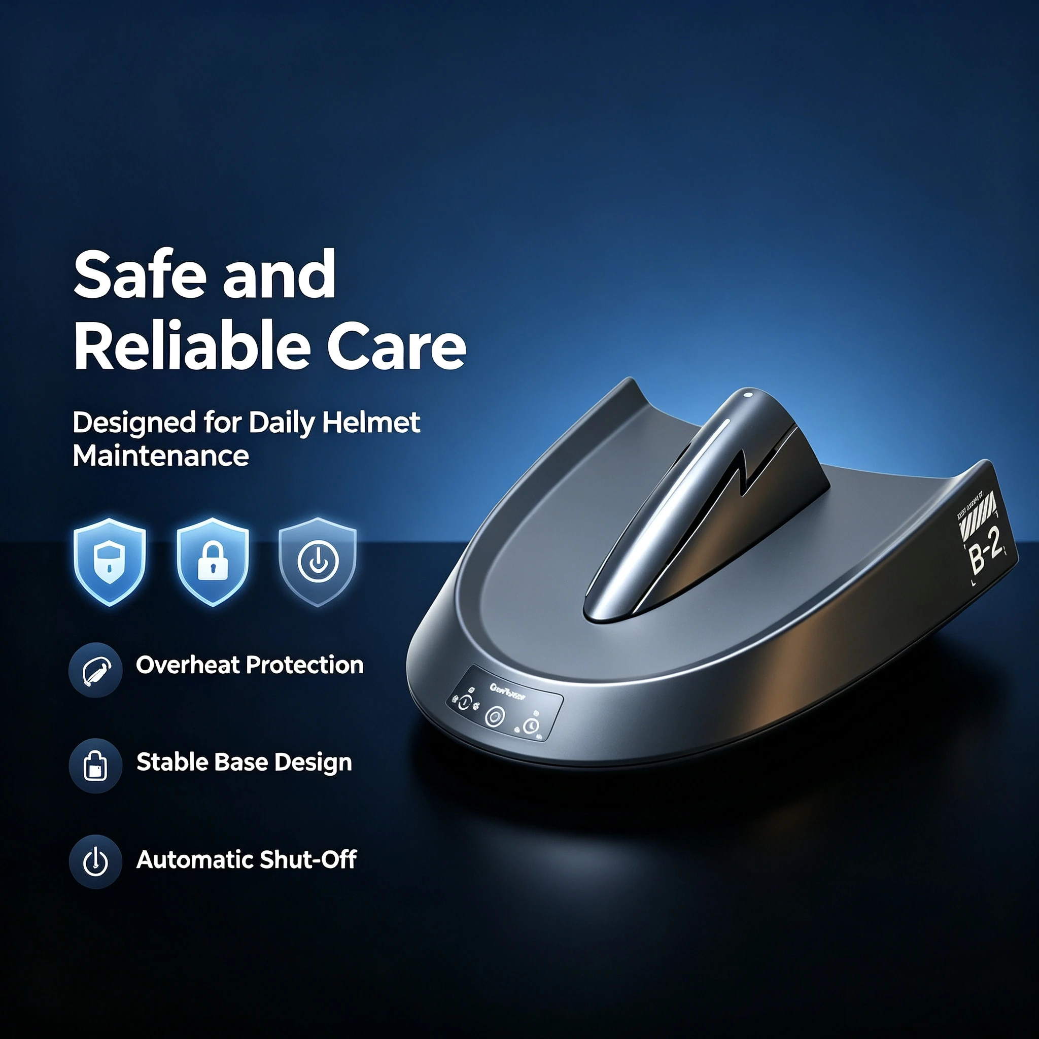 Smart Motorcycle Helmet Dryer Features Sterilization Dust Removal Functions Temperature Control Ambient Lighting