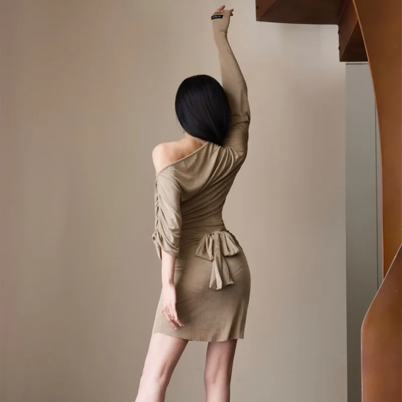 UK-Latein-Tanzkostüm für Damen, fließendes, entspanntes Kleid für lateinamerikanische Studenten: lässige Lounge-Kleidung mit weich drapierten Gesellschaftstanzkostümen