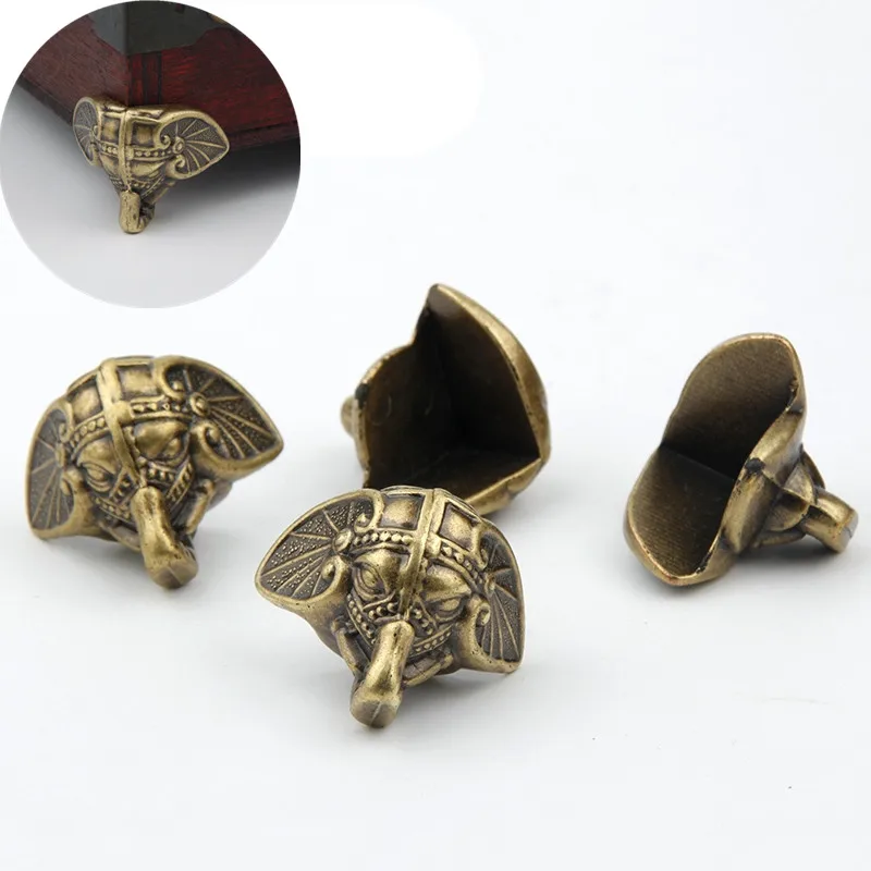 4pcs Plastic elephant trunk Antique Wood case Feet Leg Corner Protector Bronze Decorative Bracket for Vintage Jewelry Chest Box