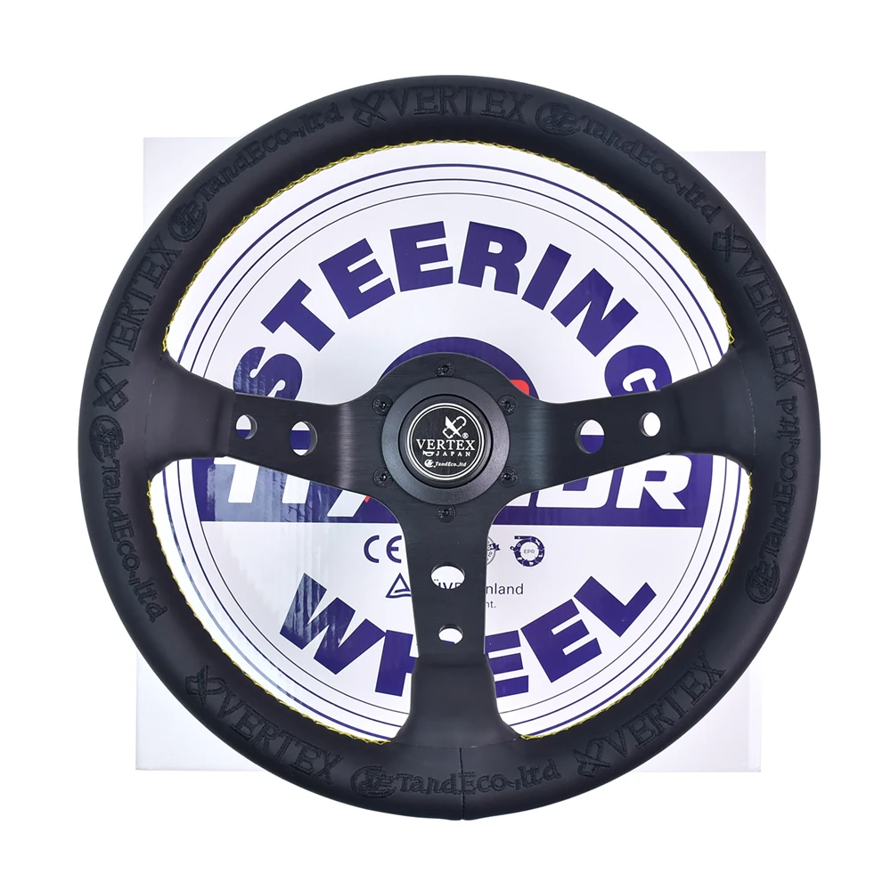 VERTEX JDM 320mm Racing Steering wheels Innovative Design Golden Stitching Sports Steering Wheel With Double-Sided Embroidery
