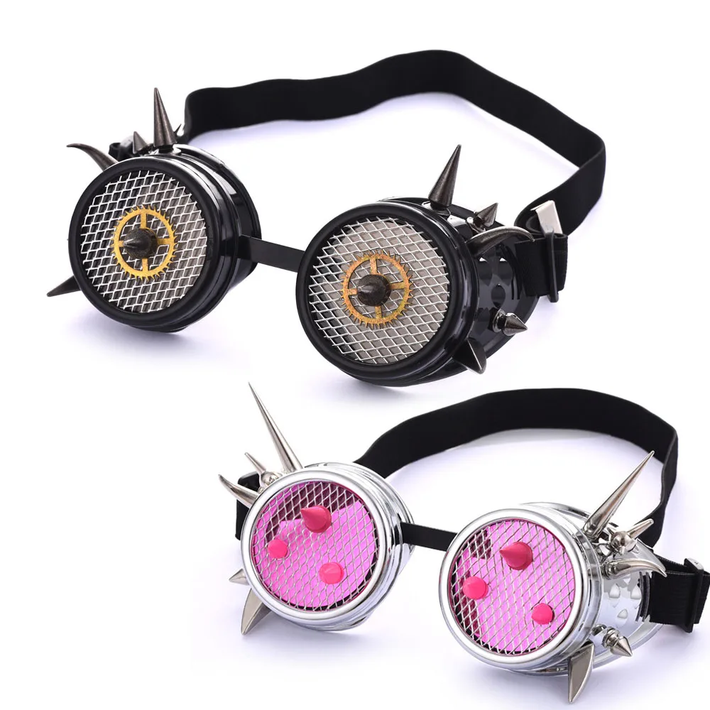 New Steampunk Gothic Windproof Retro Goggles Party Glasses Punk Spike Windproof Glasses Men Halloween Cosplay Party Accessories