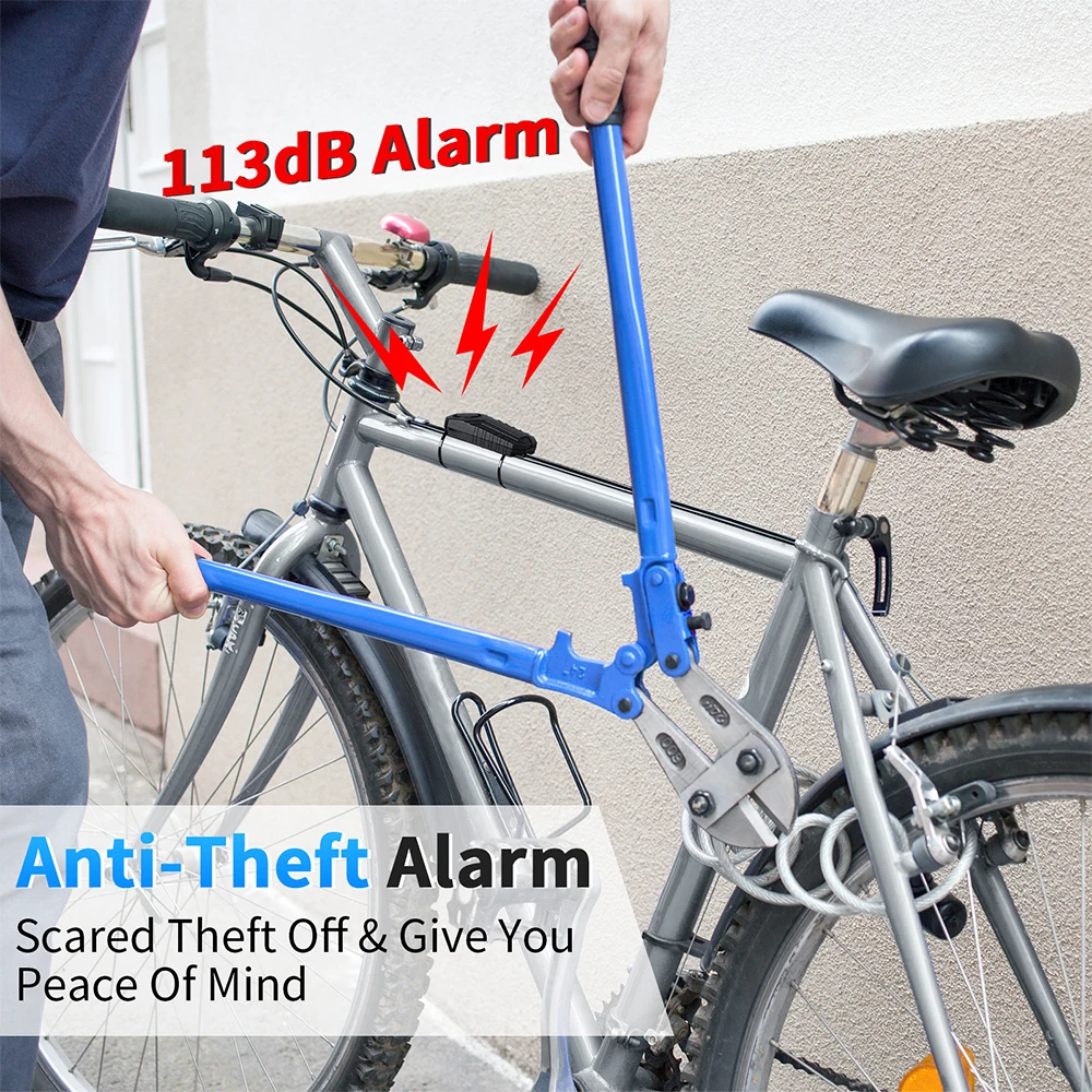 Wsdcam-alarma antirrobo para bicicleta con carga USB, Sensor de vibración, alarma con Control remoto, protección de seguridad para motocicleta, 113dB