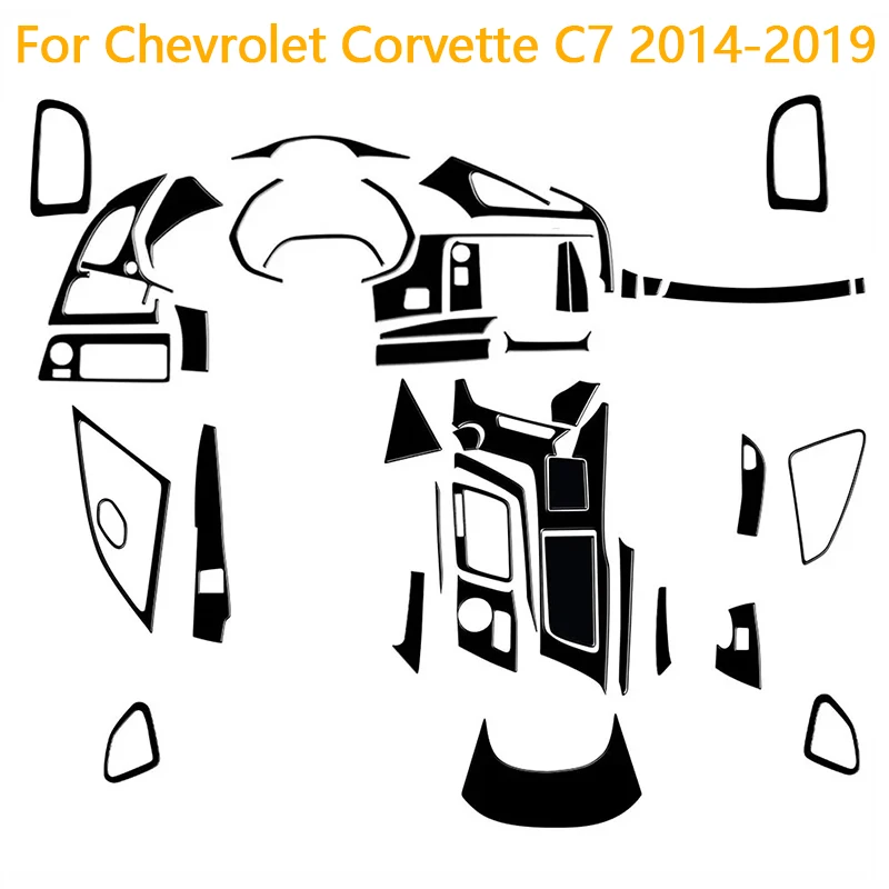 For Chevrolet Corvette C7 2014 2015 2016 2017 2018 2019 ABS Piano Black Various Parts Stickers Car Interior Styling Accessories