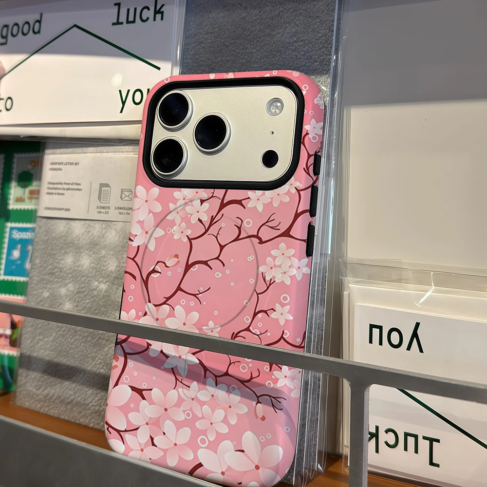 Pink Cherry Blossom Butterflies Phone Case For Magnetic Phone Case for IPhone 17 16 15 14 Pro Max Plus Single Double-layer tough - view 6